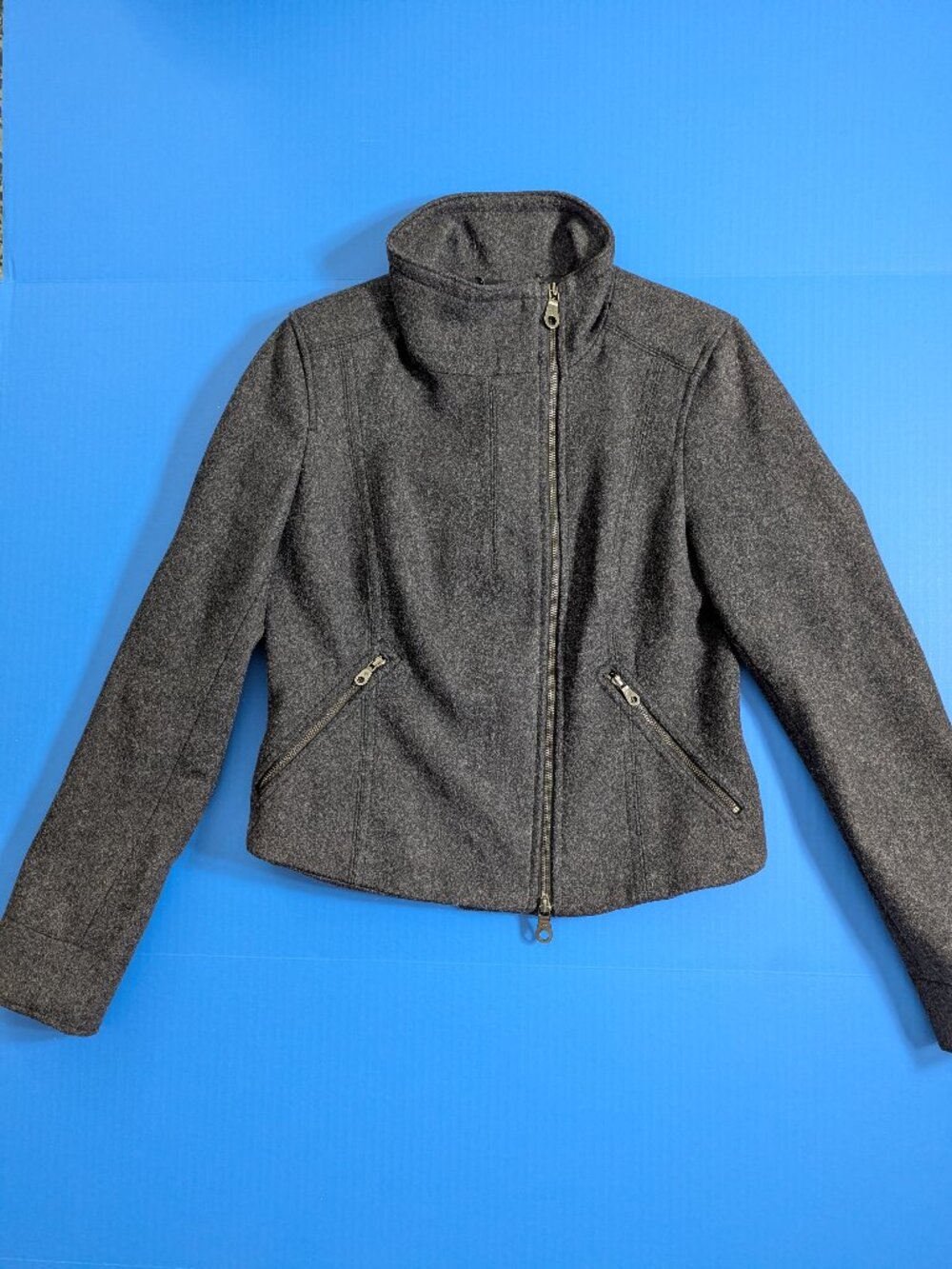 MARTIN + OSA Wool Biker/Moto Jacket Charcoal Grey Size 8 - Picture 5 of 13